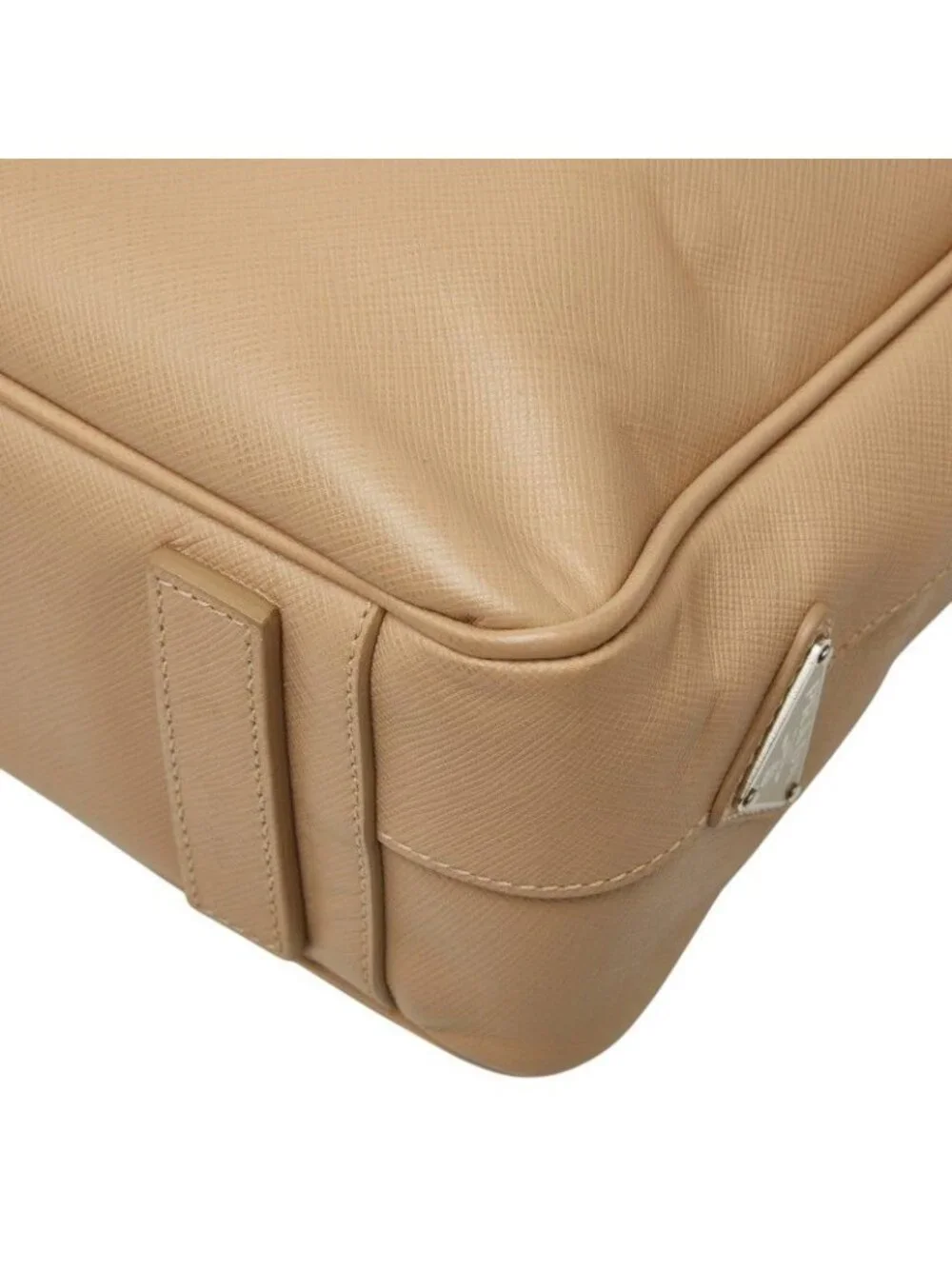 Prada Handbag Briefcase Business Beige Saffiano Leather